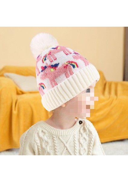 Çocuklar Sevimli Unicorn Örgü Şapka Artı Polar Eşarp (Yurt Dışından)