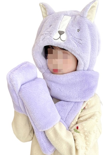 Çocukların Sevimli Sıcak Şapka Atkı Eldiven Hepsi Bir Şapka (Yurt Dışından)