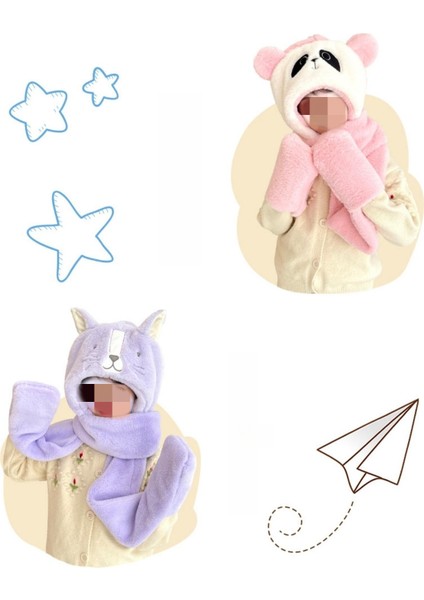 Çocukların Sevimli Sıcak Şapka Atkı Eldiven Hepsi Bir Şapka (Yurt Dışından) indirimleri