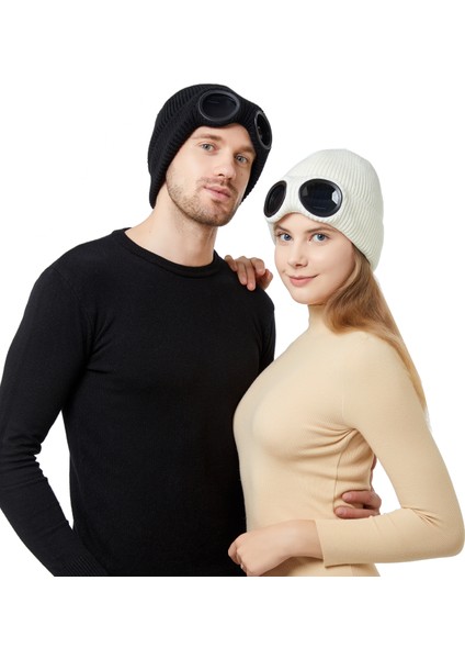 Unisex Rüzgar Geçirmez Gözlük Polar Kayak Örgü Bere (Yurt Dışından)