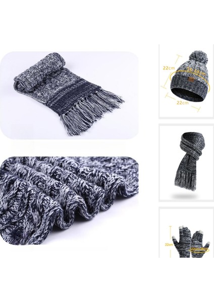 Unisex Renkli Eşarp Peluş Kap Örgü Eldiven (Yurt Dışından)