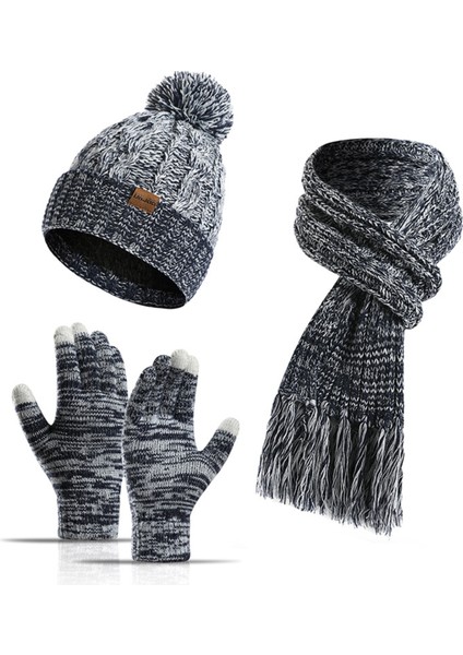 Unisex Renkli Eşarp Peluş Kap Örgü Eldiven (Yurt Dışından)