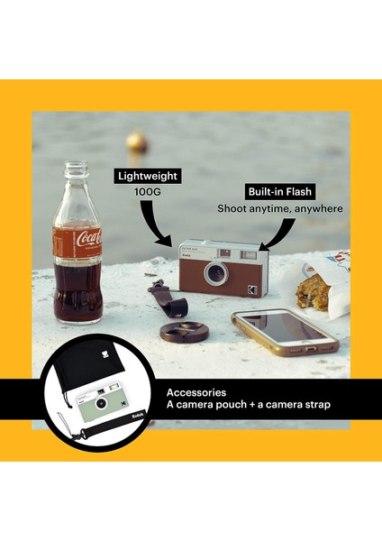Kodak Ektar H35 Yarı Formatlı 35MM Film Kamera, Yeniden Kullanılabilir, Odaklamasız, Hafif, Kullanımı Kolay (Kum) (Film ve Aaa Pil Dahil Değildir) fırsatları