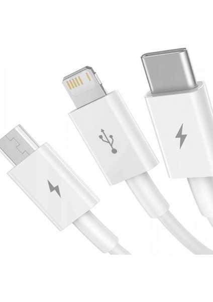 Super Şarj Istasonu 1.5mt 3in1 Şarj Kablo Micro+Type-C+Iphone Şarj Iphone 15 15 Pro Max Şarj