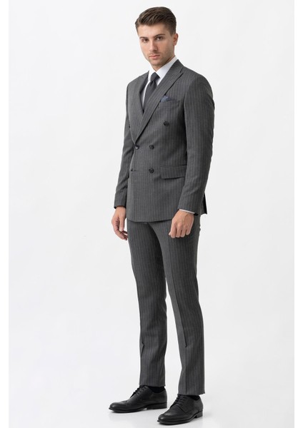 Ancona T2003 Slim Fit 6 Drop Likralı Kruvaze Takım Elbise modelleri