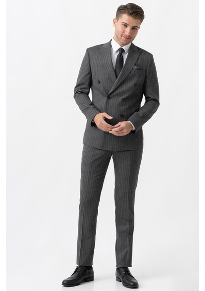 Ancona T2003 Slim Fit 6 Drop Likralı Kruvaze Takım Elbise fırsatları