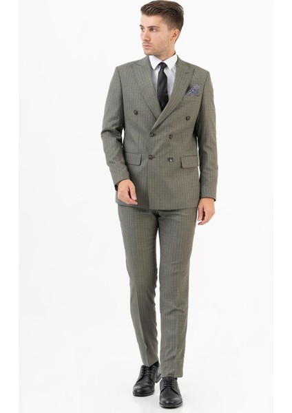 Andria T2005 Slim Fit 6 Drop Likralı Kruvaze Takım Elbise