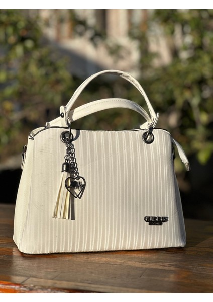 Ons Gurris Özel Tasarım Beyaz Bayan El,kol,omuz Çantası