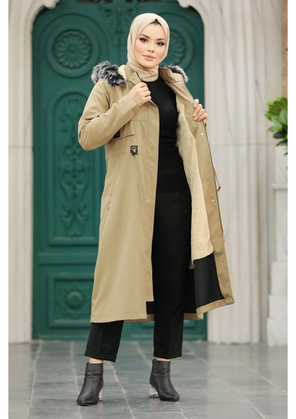 Kürklü Vizon Tesettür Parka 60652V modelleri