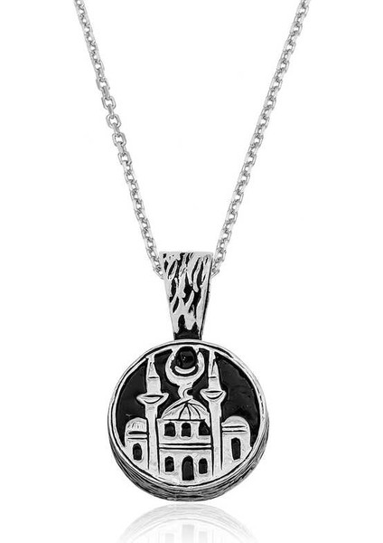 925 Ayar Gümüş Cami Desenli Gümüş Kolye