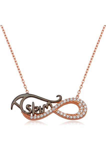 925 Ayar Gümüş Sonsuz Aşkım Yazılı Kadın Gümüş Kolye