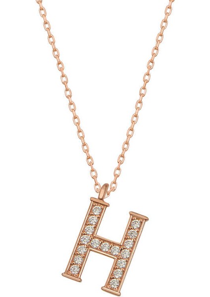 925 Ayar Gümüş Rose H Harfi Kadın Gümüş Kolye