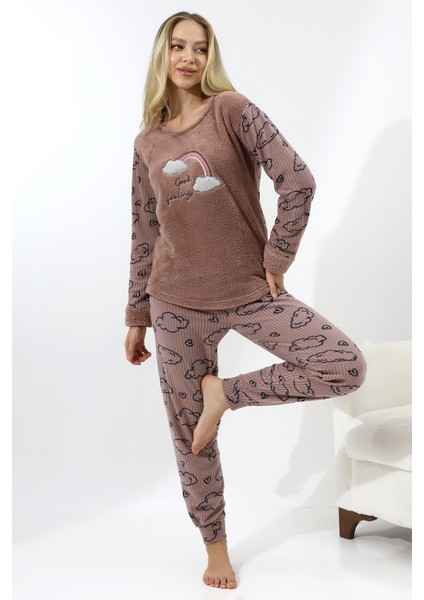 Fwn 5010 Peluş Welsoft Polar Kışlık Yumoş Kadın Pijama Takımı
