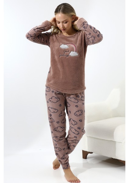 Fwn 5010 Peluş Welsoft Polar Kışlık Yumoş Kadın Pijama Takımı