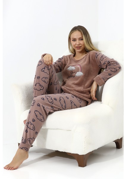 Fwn 5010 Peluş Welsoft Polar Kışlık Yumoş Kadın Pijama Takımı