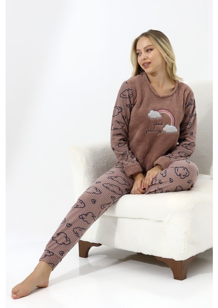 Fwn 5010 Peluş Welsoft Polar Kışlık Yumoş Kadın Pijama Takımı