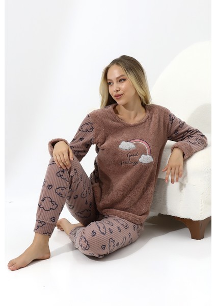 Fwn 5010 Peluş Welsoft Polar Kışlık Yumoş Kadın Pijama Takımı