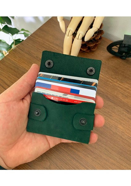 El Yapımı Deri Geniş Tek Bölmeli Minimal Kartlık Cüzdan (Crazy Deri)