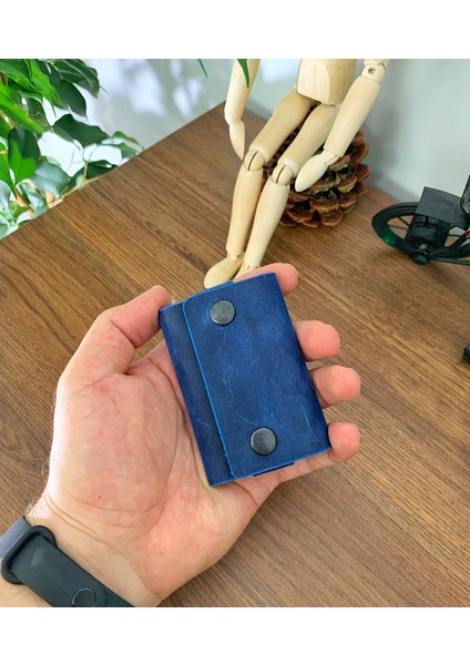 El Yapımı Deri Geniş Tek Bölmeli Minimal Kartlık Cüzdan (Crazy Deri)