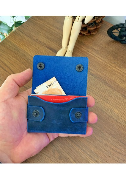 El Yapımı Deri Geniş Tek Bölmeli Minimal Kartlık Cüzdan (Crazy Deri)