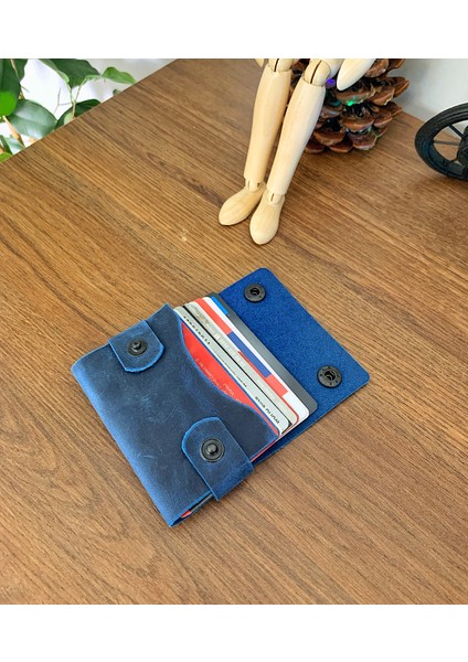 El Yapımı Deri Geniş Tek Bölmeli Minimal Kartlık Cüzdan (Crazy Deri)