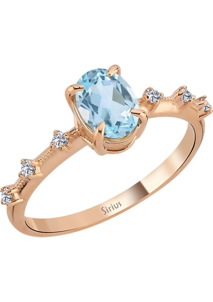 Pırlanta ve Sky Blue Topaz Taşlı Elena Yüzük 0447R0062