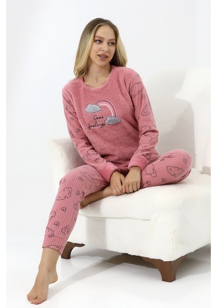 Fwn 5010 Peluş Welsoft Polar Kışlık Yumoş Kadın Pijama Takımı