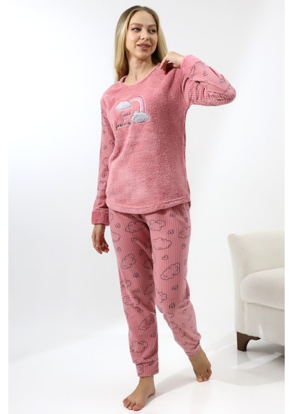 Fwn 5010 Peluş Welsoft Polar Kışlık Yumoş Kadın Pijama Takımı