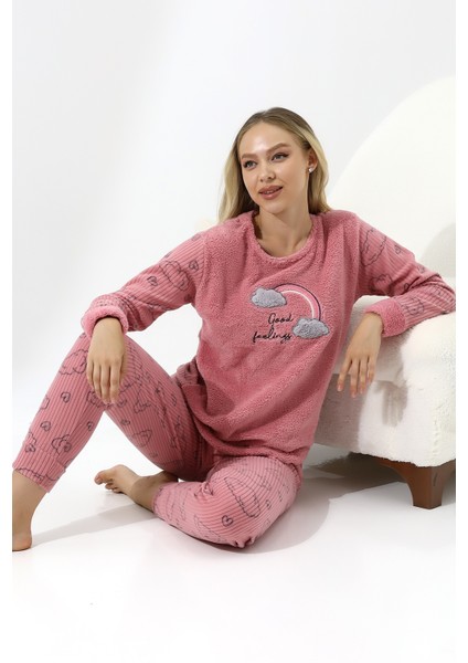 Fwn 5010 Peluş Welsoft Polar Kışlık Yumoş Kadın Pijama Takımı