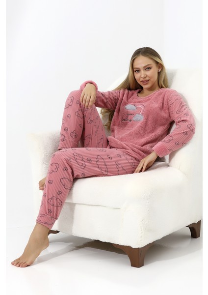 Fwn 5010 Peluş Welsoft Polar Kışlık Yumoş Kadın Pijama Takımı