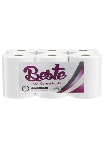 EkoBeste İçten Çekme & Jumbo Havlu 2,5 kg 21 cm 6 Rulo