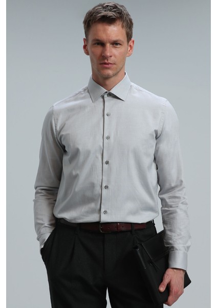 Danıel Erkek Basic Gömlek Slim Fit Gri
