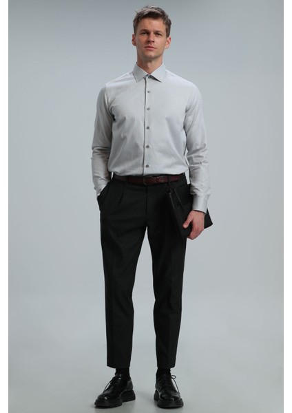 Danıel Erkek Basic Gömlek Slim Fit Gri