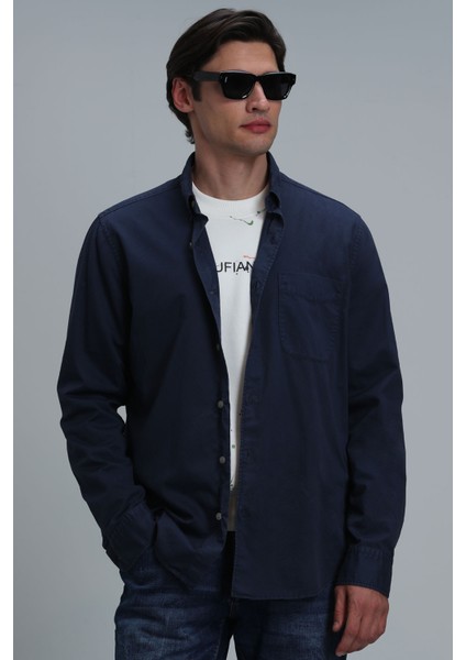 Real Erkek Basic Gömlek Comfort Fit Lacivert