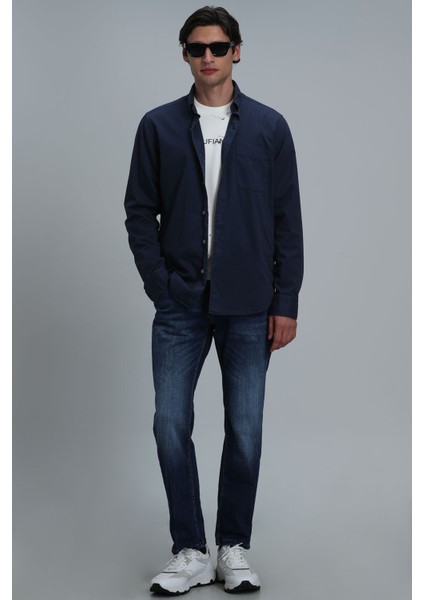 Real Erkek Basic Gömlek Comfort Fit Lacivert