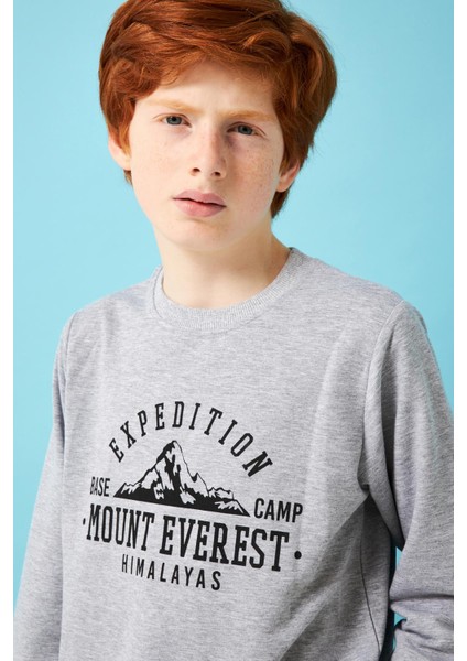 Expedition Baskılı Erkek Çocuk Sweatshirt Gri Melanj fiyatları