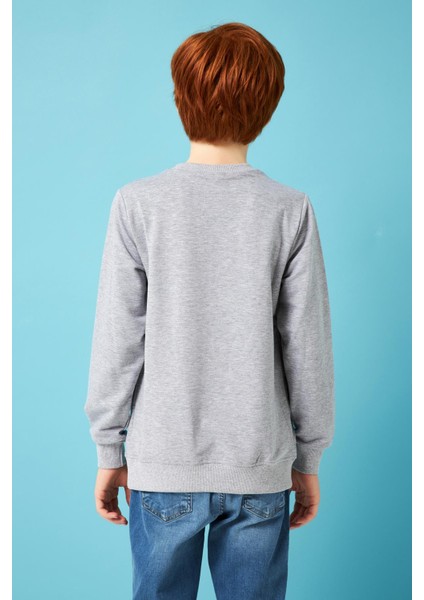 Expedition Baskılı Erkek Çocuk Sweatshirt Gri Melanj modelleri