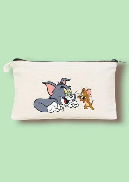 Tom ve Jerry Clutch Çanta, Makyaj Çantası, Kalem Kutusu, Kalemlik 12-18