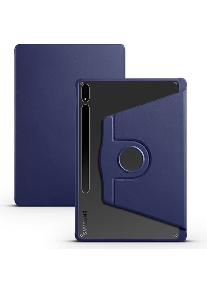 Galaxy Tab S8 Plus SM-X800 Kılıf Htstore Termik Kalem Bölmeli Dönebilen Standlı Kılıf-Lacivert