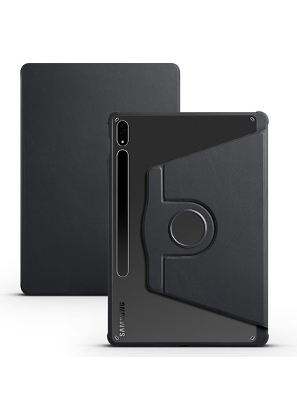 Galaxy Tab S8 Plus SM-X800 Kılıf Htstore Termik Kalem Bölmeli Dönebilen Standlı Kılıf-Siyah