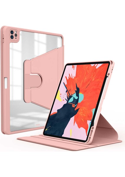 iPad Pro 11 2022 M2 Kılıf Htstore Nayn Dönebilen Standlı Kılıf-Pembe