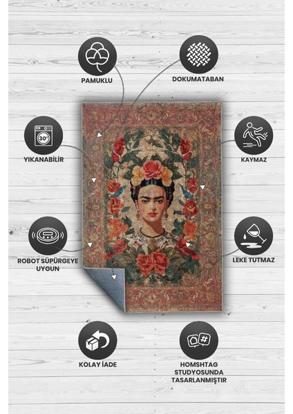 Frida Kahlo,Modern Çiçek Desenli Art Deco Vintage Halı,Çok Renkli Maksimalist Halı fırsatları