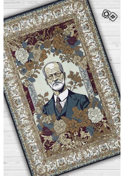Freud ,Modern Çiçek Desenli Art Deco Vintage Halı,Çok Renkli Maksimalist Halı fiyatları