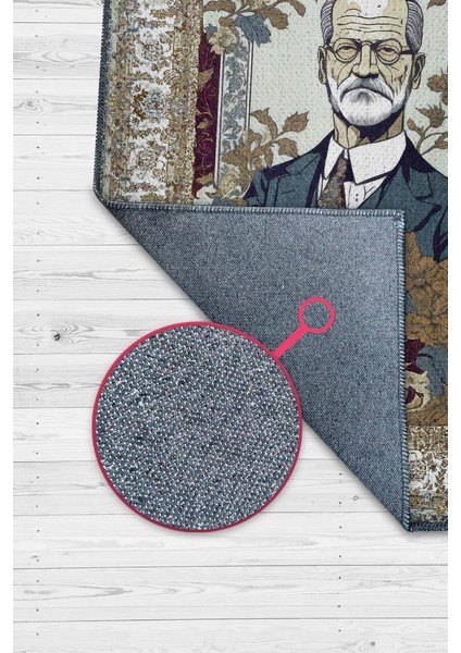 Freud ,Modern Çiçek Desenli Art Deco Vintage Halı,Çok Renkli Maksimalist Halı modelleri