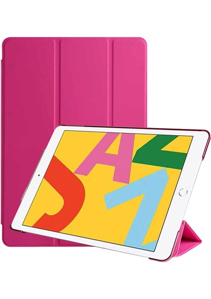 iPad 10.2 2021 (9.nesil) Htstore Smart Kapak Standlı 1-1 Kılıf-Pembe