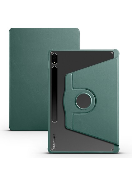 Galaxy Tab S8 Plus SM-X800 Kılıf Htstore Termik Kalem Bölmeli Dönebilen Standlı Kılıf-Koyu Yeşil