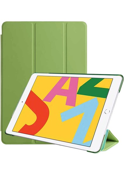 iPad 10.2 2021 (9.nesil) Htstore Smart Kapak Standlı 1-1 Kılıf-Yeşil