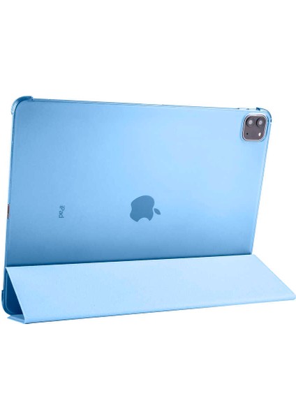 iPad Pro 12.9 2021 (5.nesil) Htstore Smart Kapak Standlı 1-1 Kılıf-Mavi
