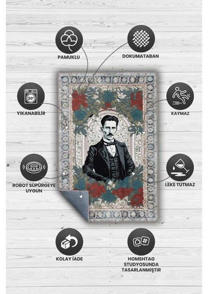 Nikola Tesla ,Modern Çiçek Desenli Art Deco Vintage Halı,Çok Renkli Maksimalist Halı fırsatları