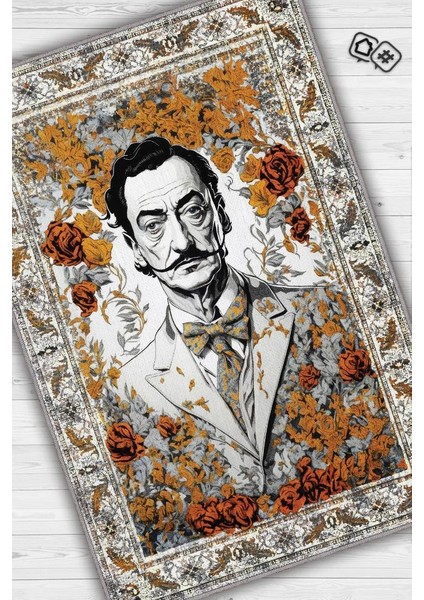 Salvador Dali ,Modern Çiçek Desenli Art Deco Vintage Halı,Çok Renkli Maksimalist Halı fiyatları